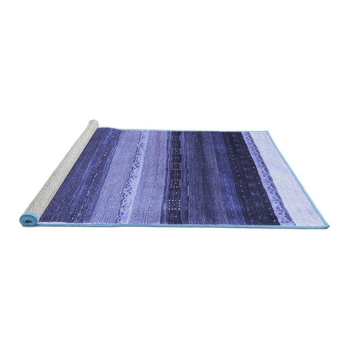 Sideview of Machine Washable Abstract Blue Contemporary Rug, wshcon2900blu