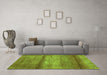 Machine Washable Abstract Green Contemporary Area Rugs in a Living Room,, wshcon2901grn