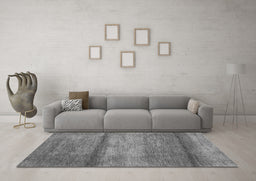 Machine Washable Abstract Gray Contemporary Rug in a Living Room,, wshcon2901gry