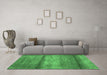 Machine Washable Abstract Emerald Green Contemporary Area Rugs in a Living Room,, wshcon2901emgrn