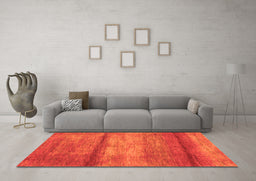 Machine Washable Abstract Orange Contemporary Area Rugs in a Living Room, wshcon2901org