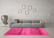 Machine Washable Abstract Pink Contemporary Rug in a Living Room, wshcon2901pnk