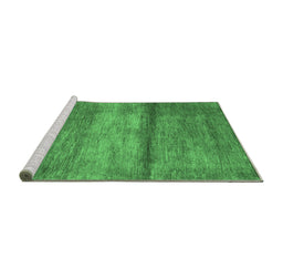 Sideview of Machine Washable Abstract Emerald Green Contemporary Area Rugs, wshcon2901emgrn