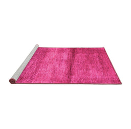Sideview of Machine Washable Abstract Pink Contemporary Rug, wshcon2901pnk