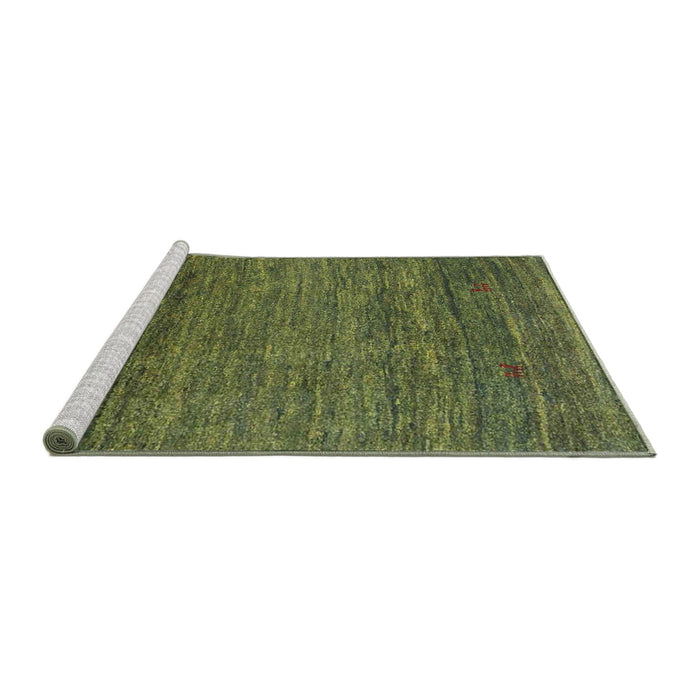 Serging Thickness of Machine Washable Contemporary Army Green Rug, wshcon2902