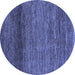 Round Abstract Blue Contemporary Rug, con2902blu