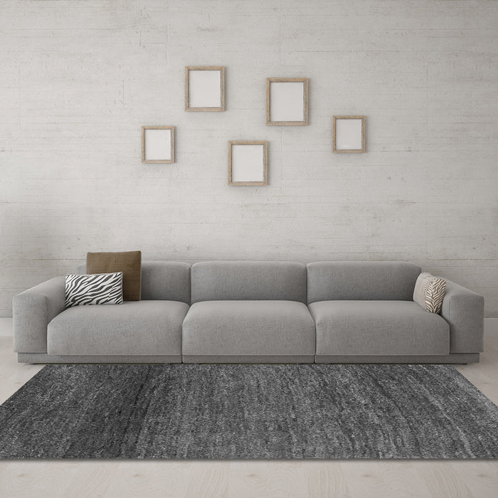 Machine Washable Abstract Gray Contemporary Rug in a Living Room,, wshcon2902gry