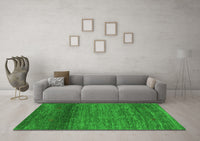 Machine Washable Abstract Green Contemporary Rug, wshcon2902grn