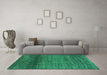 Machine Washable Abstract Turquoise Contemporary Area Rugs in a Living Room,, wshcon2902turq