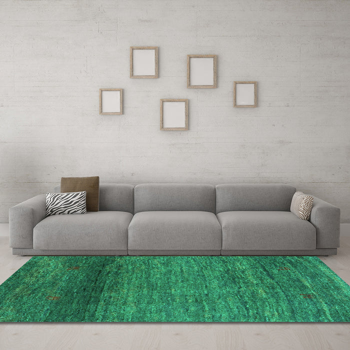 Machine Washable Abstract Turquoise Contemporary Area Rugs in a Living Room,, wshcon2902turq