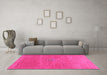 Machine Washable Abstract Pink Contemporary Rug in a Living Room, wshcon2903pnk