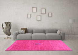 Machine Washable Abstract Pink Contemporary Rug in a Living Room, wshcon2903pnk