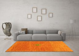 Machine Washable Abstract Yellow Contemporary Rug in a Living Room, wshcon2903yw