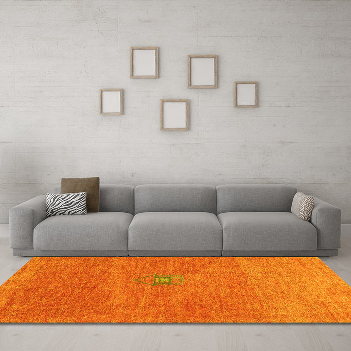 Machine Washable Abstract Yellow Contemporary Rug in a Living Room, wshcon2903yw