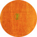 Round Abstract Yellow Contemporary Rug, con2903yw