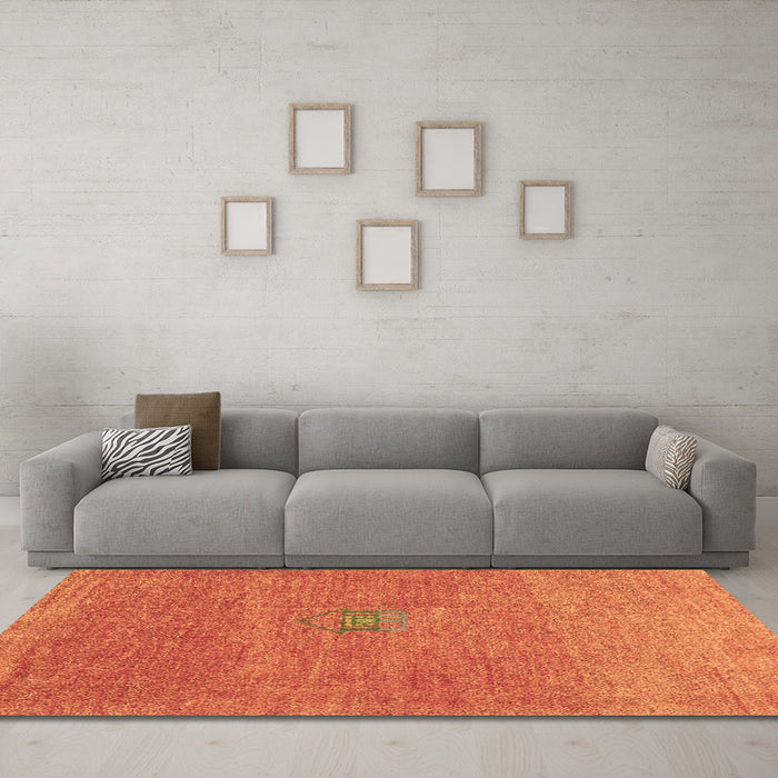Machine Washable Abstract Brown Contemporary Rug in a Living Room,, wshcon2903brn