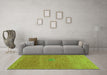 Machine Washable Abstract Green Contemporary Area Rugs in a Living Room,, wshcon2903grn