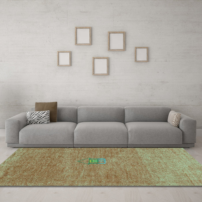 Machine Washable Abstract Turquoise Contemporary Area Rugs in a Living Room,, wshcon2903turq
