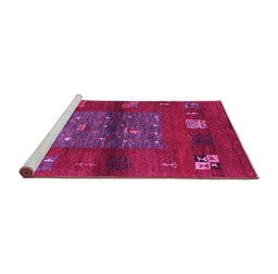 Sideview of Machine Washable Abstract Pink Contemporary Rug, wshcon2904pnk