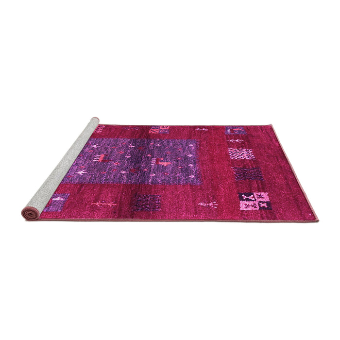 Sideview of Machine Washable Abstract Pink Contemporary Rug, wshcon2904pnk