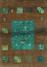 Machine Washable Abstract Turquoise Contemporary Area Rugs, wshcon2904turq