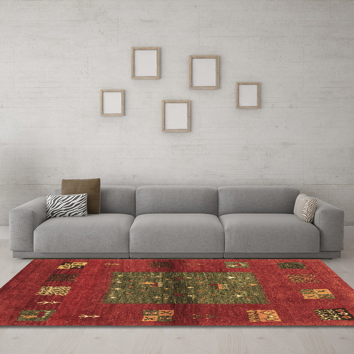 Machine Washable Abstract Brown Contemporary Rug in a Living Room,, wshcon2904brn