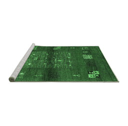 Sideview of Machine Washable Abstract Emerald Green Contemporary Area Rugs, wshcon2904emgrn