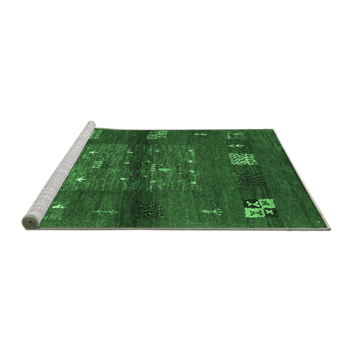 Sideview of Machine Washable Abstract Emerald Green Contemporary Area Rugs, wshcon2904emgrn