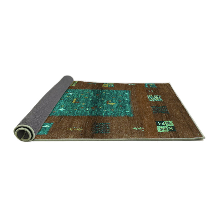 Sideview of Abstract Turquoise Contemporary Rug, con2904turq
