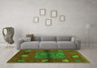 Machine Washable Abstract Green Contemporary Area Rugs in a Living Room,, wshcon2904grn