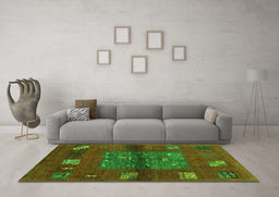 Machine Washable Abstract Green Contemporary Area Rugs in a Living Room,, wshcon2904grn