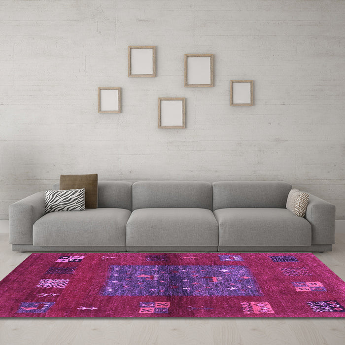 Machine Washable Abstract Purple Contemporary Area Rugs in a Living Room, wshcon2904pur