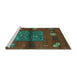 Sideview of Machine Washable Abstract Turquoise Contemporary Area Rugs, wshcon2904turq