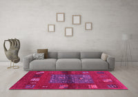 Machine Washable Abstract Pink Contemporary Rug, wshcon2904pnk