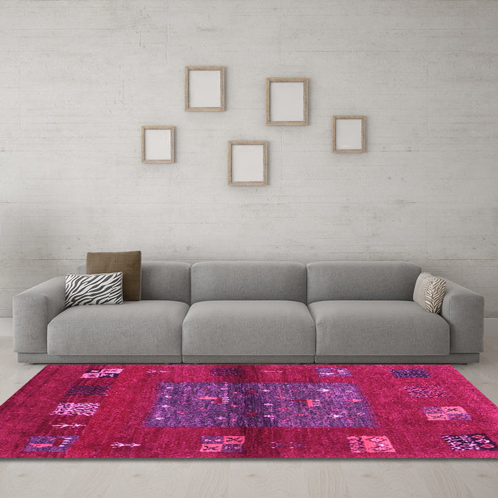 Machine Washable Abstract Pink Contemporary Rug in a Living Room, wshcon2904pnk