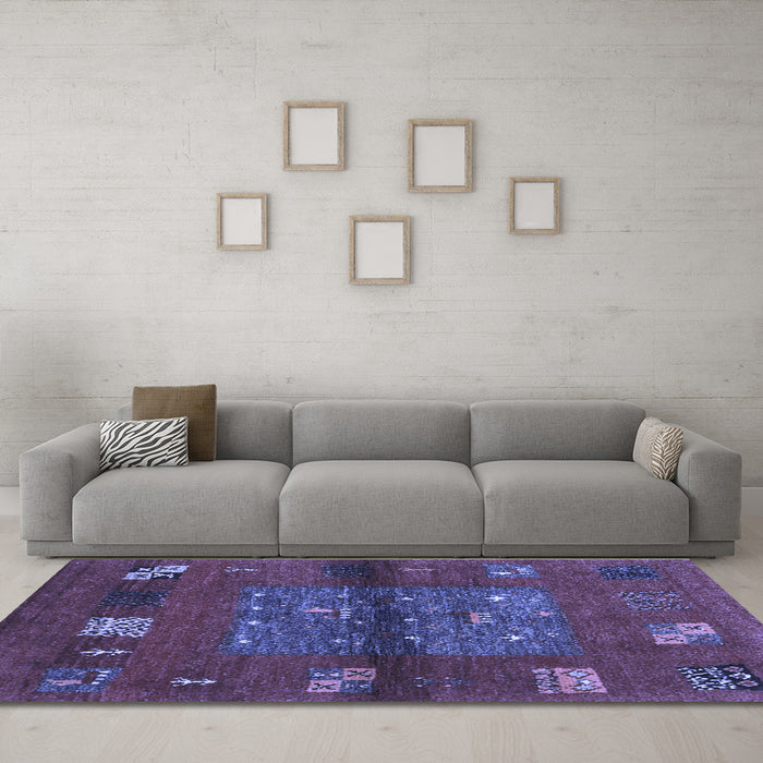 Machine Washable Abstract Blue Contemporary Rug in a Living Room, wshcon2904blu