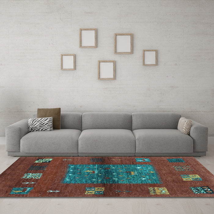 Machine Washable Abstract Light Blue Contemporary Rug in a Living Room, wshcon2904lblu