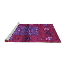 Sideview of Machine Washable Abstract Purple Contemporary Area Rugs, wshcon2904pur