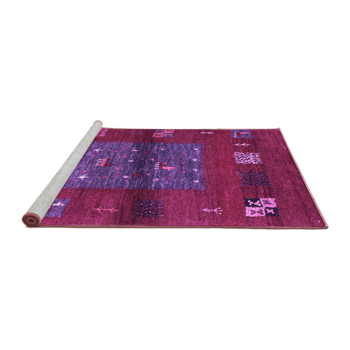 Sideview of Machine Washable Abstract Purple Contemporary Area Rugs, wshcon2904pur
