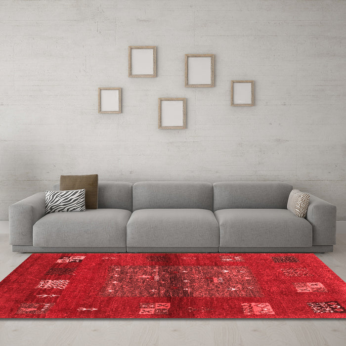 Contemporary Red Washable Rugs