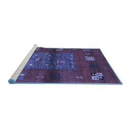 Sideview of Machine Washable Abstract Blue Contemporary Rug, wshcon2904blu