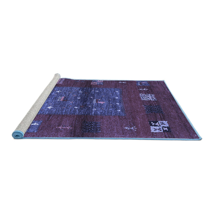Sideview of Machine Washable Abstract Blue Contemporary Rug, wshcon2904blu