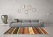 Machine Washable Abstract Brown Contemporary Rug in a Living Room,, wshcon2905brn