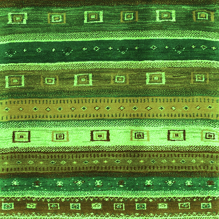 Serging Thickness of Abstract Green Contemporary Rug, con2905grn