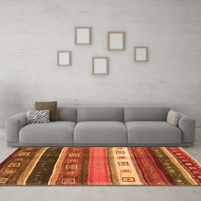 Machine Washable Abstract Orange Contemporary Area Rugs in a Living Room, wshcon2905org