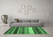 Machine Washable Abstract Emerald Green Contemporary Area Rugs in a Living Room,, wshcon2905emgrn