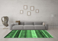 Machine Washable Abstract Emerald Green Contemporary Rug, wshcon2905emgrn