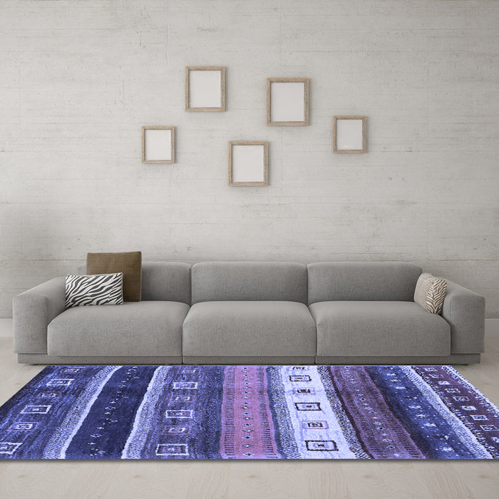 Machine Washable Abstract Blue Contemporary Rug in a Living Room, wshcon2905blu