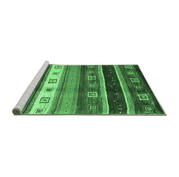 Sideview of Machine Washable Abstract Emerald Green Contemporary Area Rugs, wshcon2905emgrn