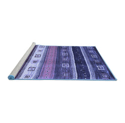Sideview of Machine Washable Abstract Blue Contemporary Rug, wshcon2905blu